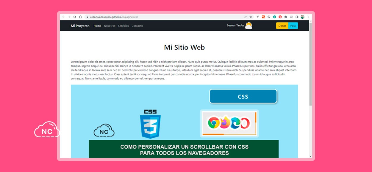 La web carga rápido porque usa el hosting o servidor de GitHub Página web publicada correctamente en GitHub