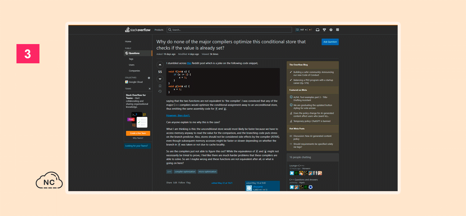 El usuario chrysante busca ayuda en Stack Overflow con su problema con el lenguaje de programación C++ Consulta en Stack Overflow del usuario chrysante