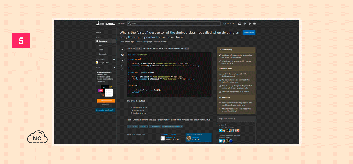 El usuario chrysante busca ayuda en Stack Overflow con su problema con el lenguaje de programación C++ Consulta en Stack Overflow del usuario suhovhan