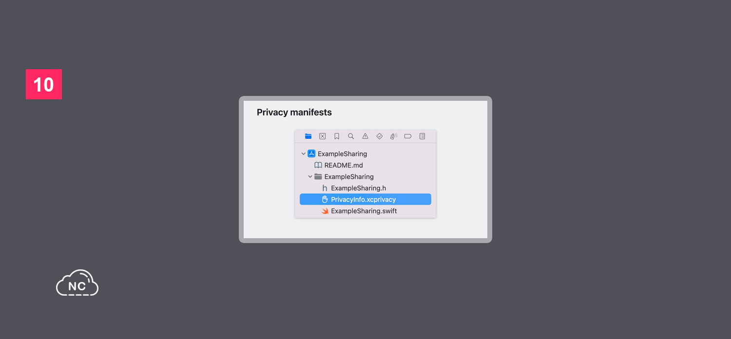 Los desarrolladores pueden usar estos manifestos para compartir prácticas de privacidad para sus frameworks o librerías Manifiesto de Privacidad de una aplicación Apple