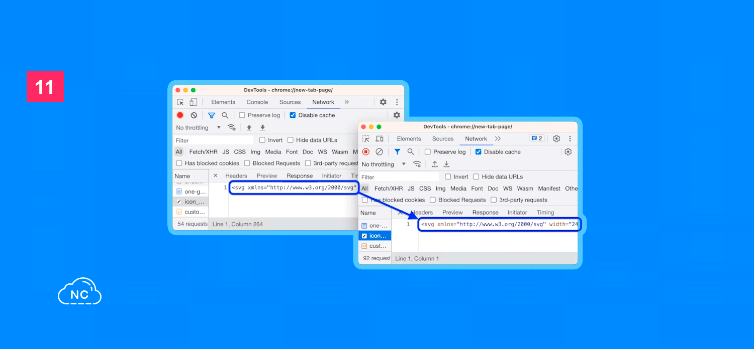 Ahora podrás saber si un archivo SVG cargo correctamente Código de un archivo SVG en el panel Network
