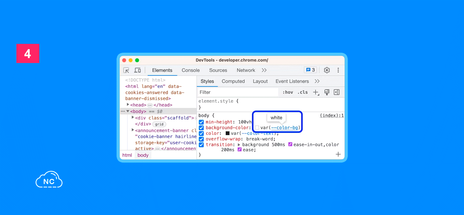 Ver rápidamente los valores de las propiedades CSS personalizadas hacen más productivo al desarrollador Valor de una propiedad CSS personalizada