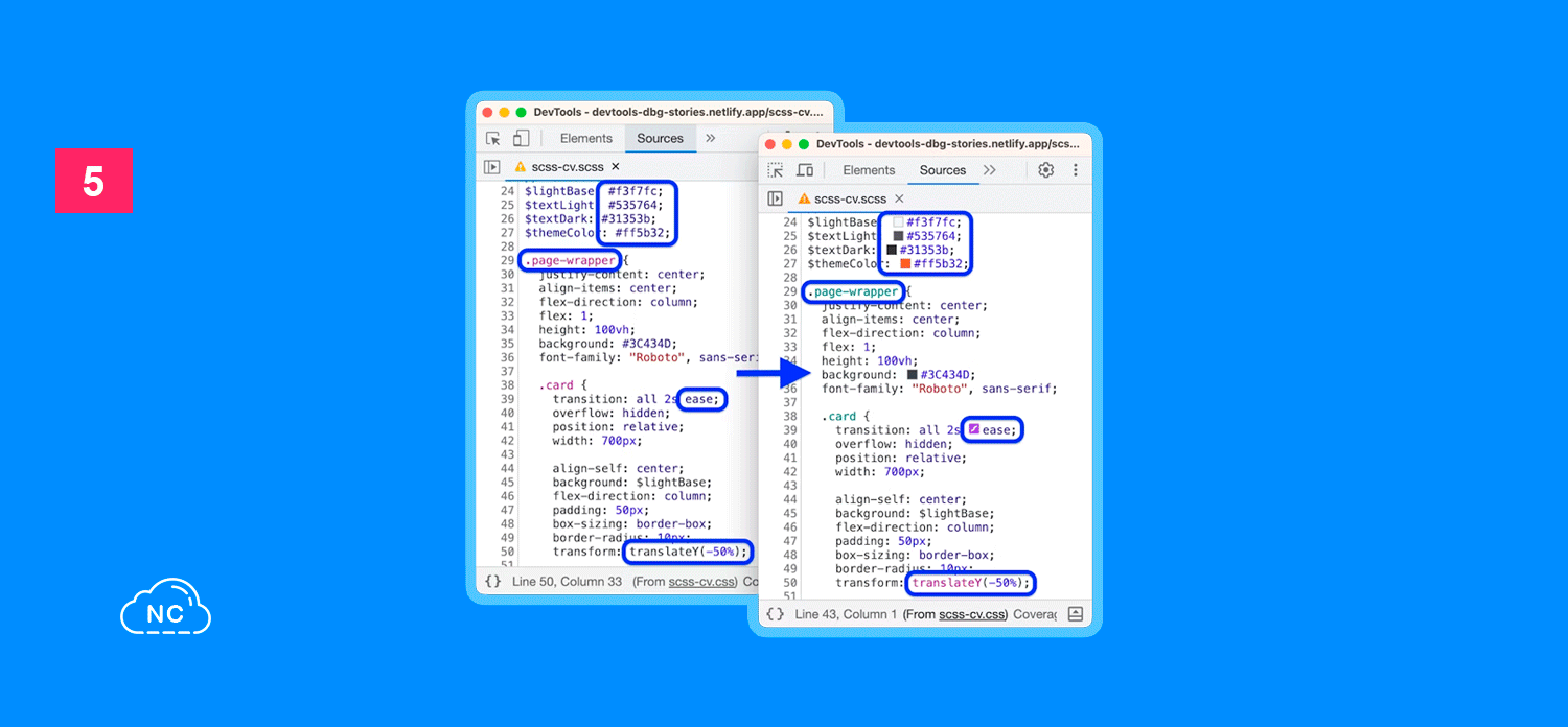 Los preprocesadores son usados por los desarrolladores web Resaltado de sintaxis de archivos .scss en Chrome DevTools
