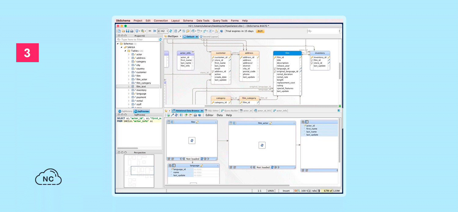 DbSchema tiene soporte para bases de datps SQL y no SQL GUI de DbSchema