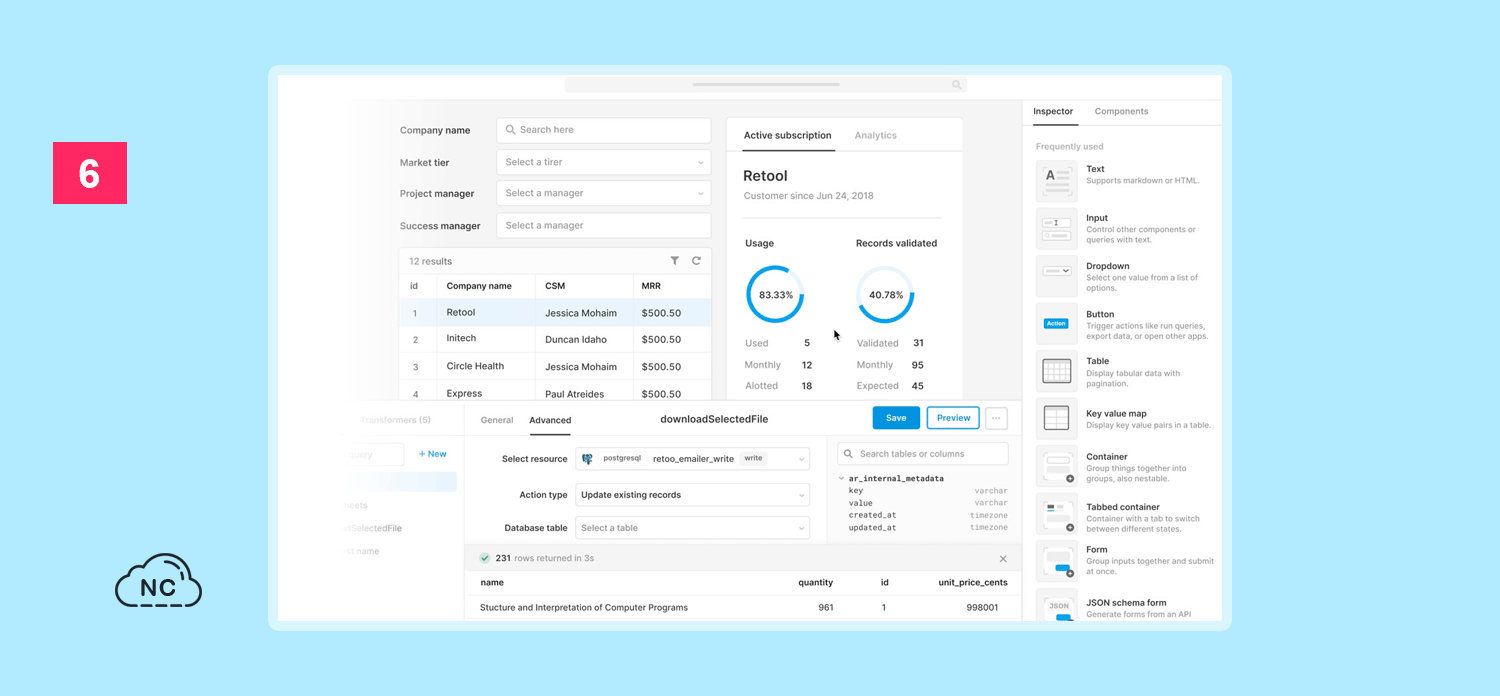 Retool tiene soporte para diferentes bases de datos GUI de Retool