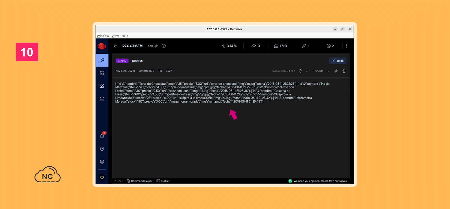 Puedes editar cada data del contenido Datos que contiene la clave o key postres