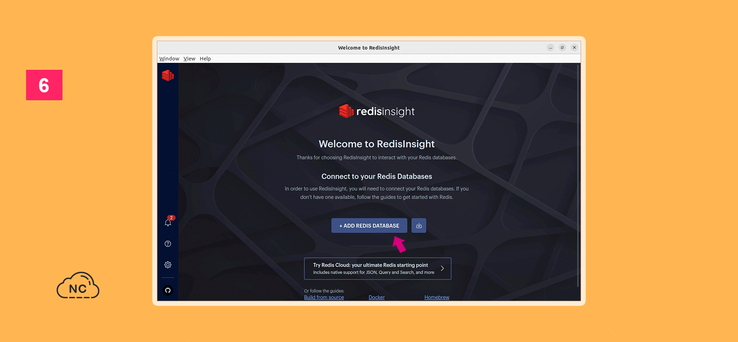Usaremos la base de datos local de Redis Pantalla de bienvenida de redisinsight