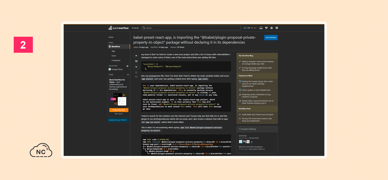 Las aplicaciones React JS son muy populares en estos años Error en consola: babel-preset-react-app, is importing the "@babel/plugin-proposal-private-property-in-object" package without declaring it in its dependencies