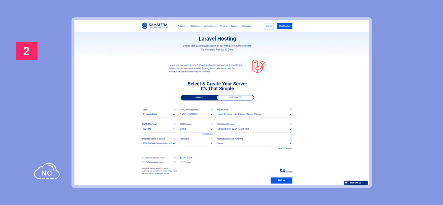 Kamatera también cuenta con otras aplicaciones, frameworks y herramientas en su Marketplace Kamatera brinda buen soporte para alojar proyectos con el Framework Laravel