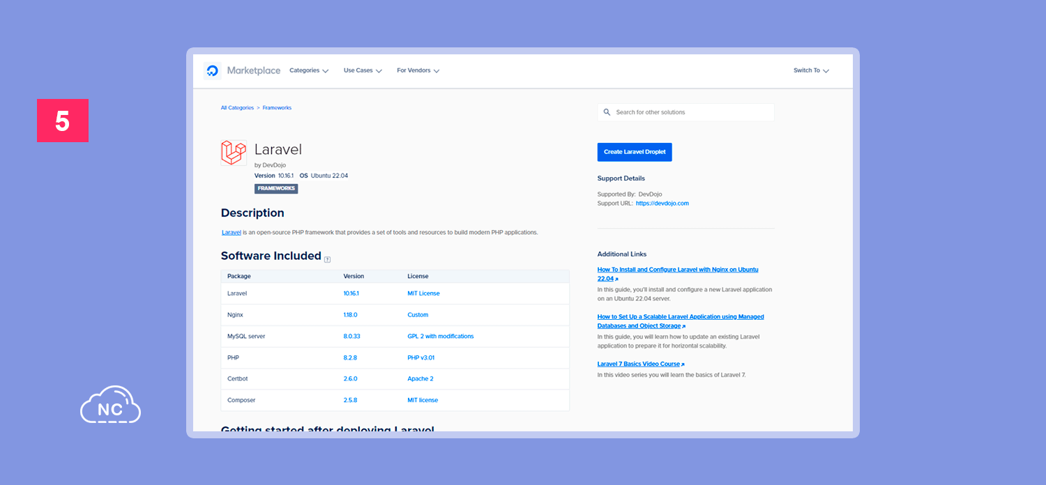 Configurar manualmente todo puede ser un dolor de cabeza Instancia de Laravel en el Marketplace de Digital Ocean