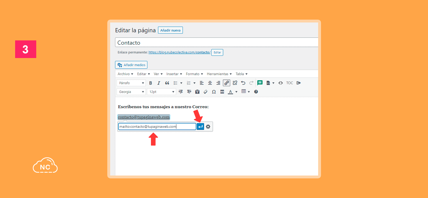 No toques otras opciones en WordPress, si no sabes para que sirven Agregando link para enviar correo en WordPress