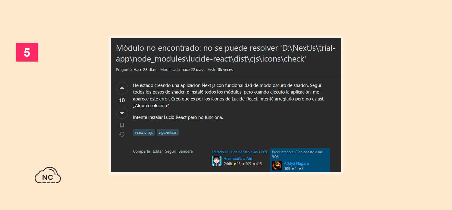 Tiene problemas con los Iconos de Lucide React Aditya Nagare está trabajando con React y Next.js