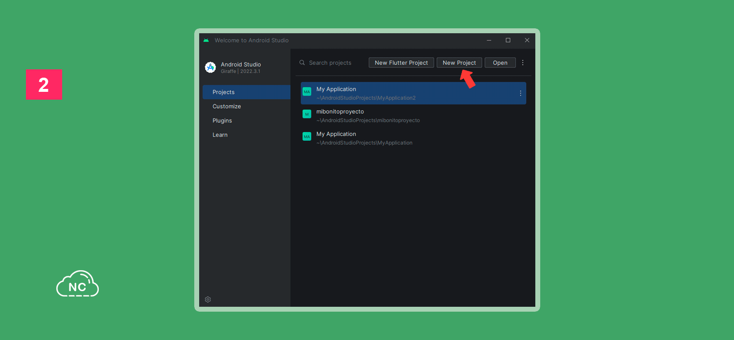 Android Studio es la herramienta principal para crear aplicaciones Android Ventana para crear un nuevo proyecto en Android Studio