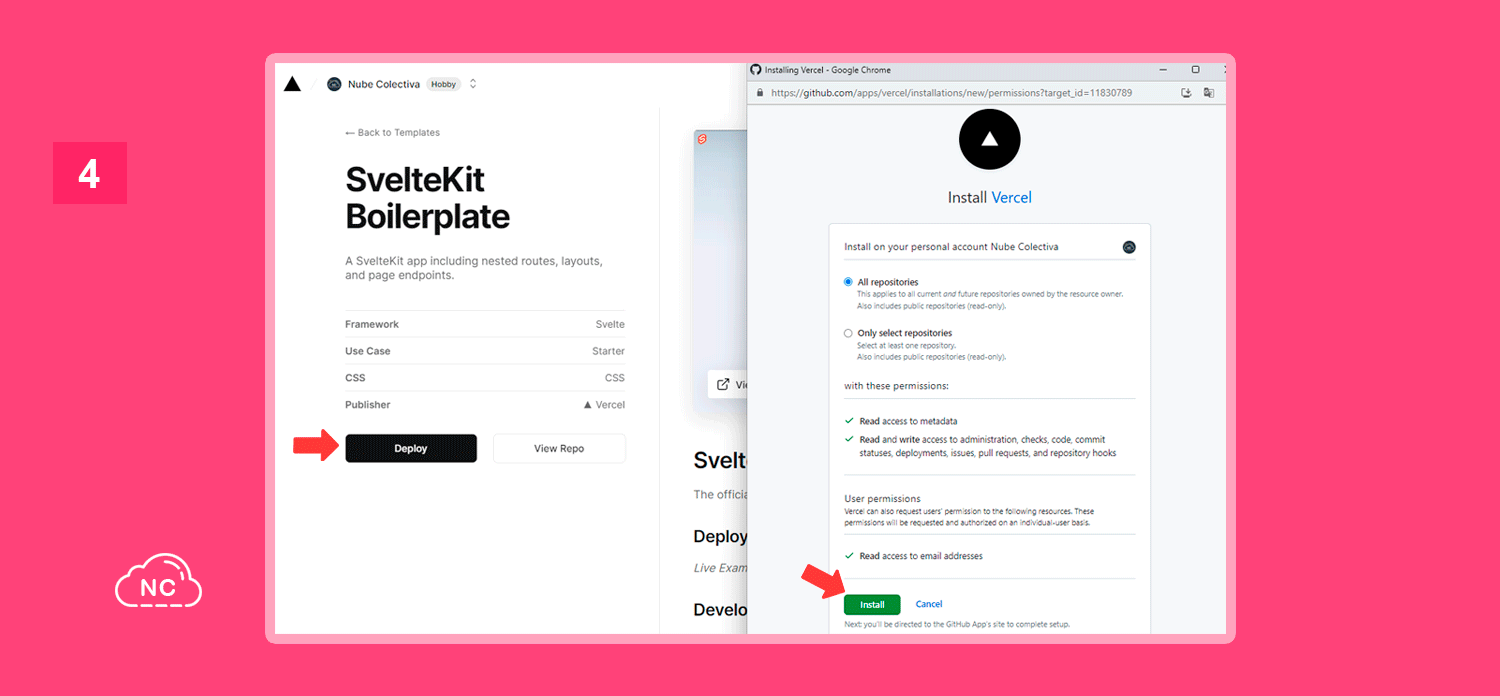 El repositorio que Vercel crea, es para el proyecto Svelte Ventana para dar permisos en GitHub a Vercel