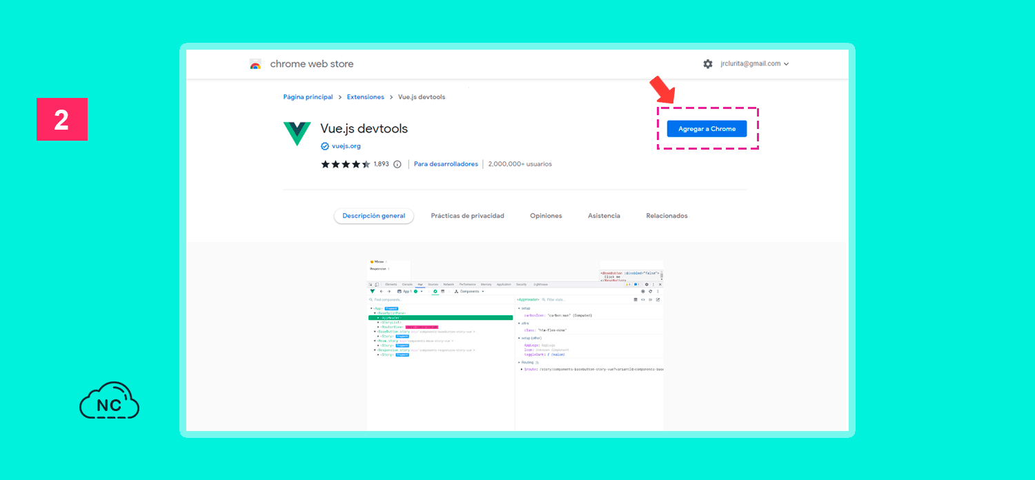 Al ver las capturas de pantalla tendrás una idea de como funciona esta extensión Página de las Vue DevTools en la Chrome Web Store