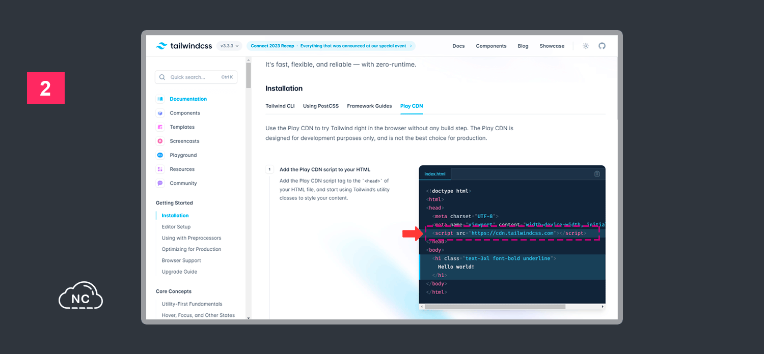 Esta es una buena manera de Usar Tailwind CSS en WordPress Página web del CDN de Tailwind CSS