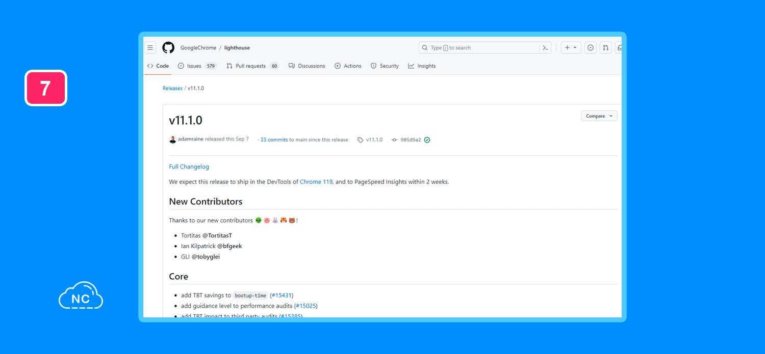 Nuevas funciones para optimizar una web Lighthouse 11.1.0