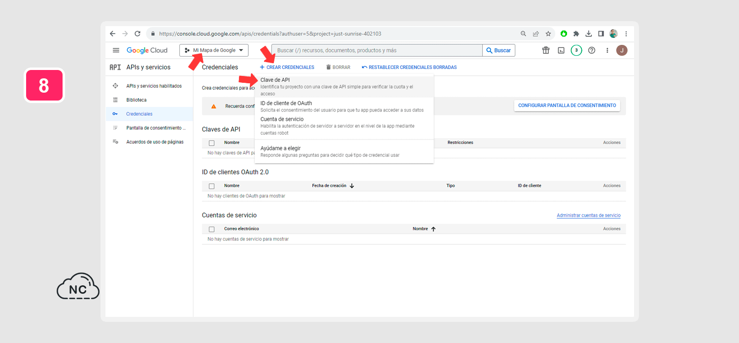 Puedes crear un determinado número de credenciales Obtener credenciales para usar la API de Google Maps
