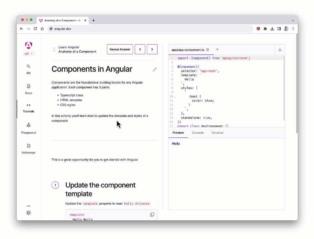 He ingresado a leer la documentación y se ve agradable Documentación en la web angular.dev