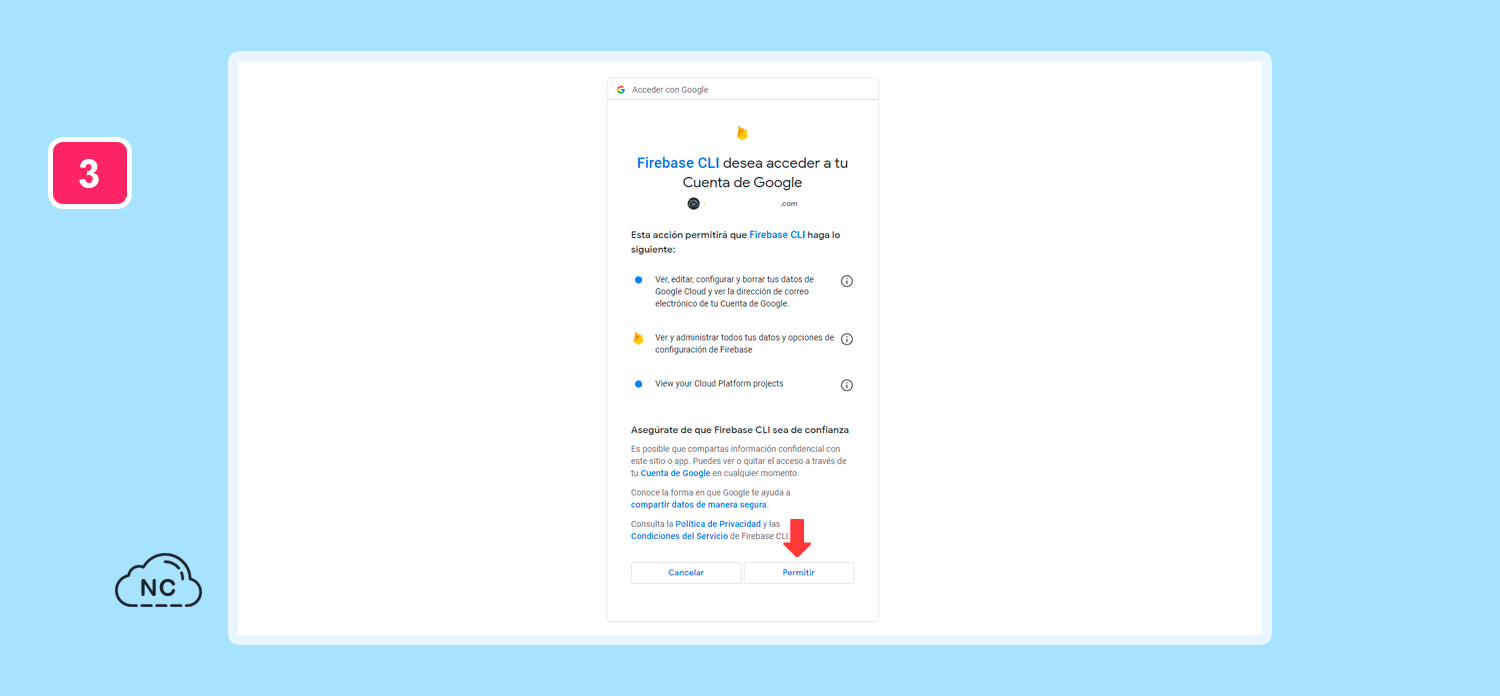 Hasta la fecha de este tutorial, este es el único paso de seguridad que debes seguir con Firebase y Gmail Ventana para padar permisos para que firebase use una cuenta de Gmail