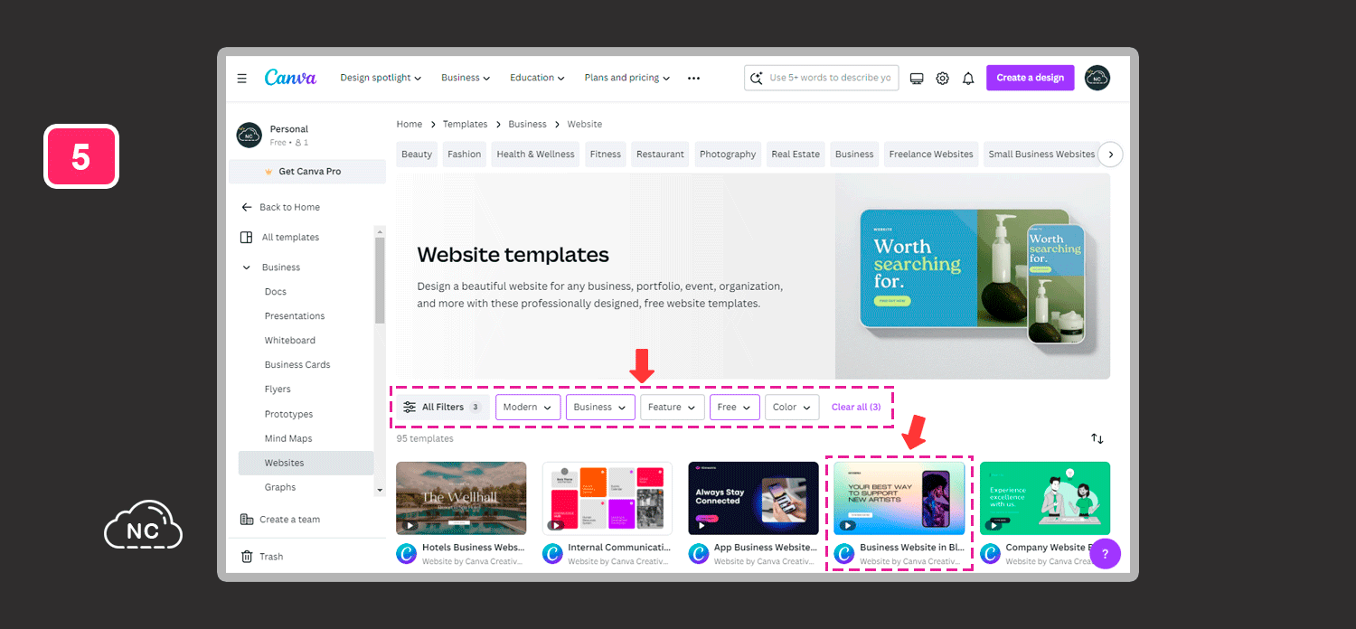 La idea es crear la página web sobre un diseño predefinido Filtrado de plantillas para el diseño de la web