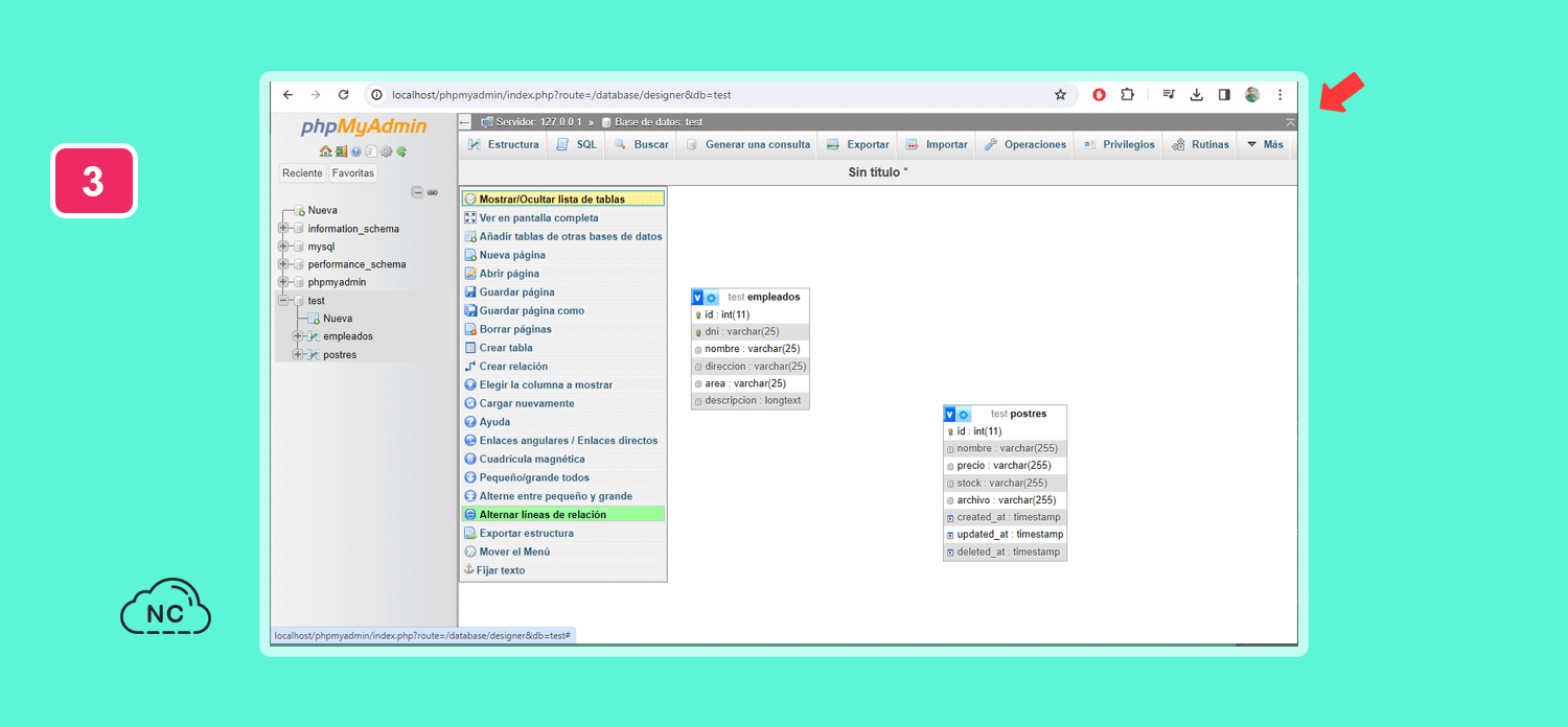 Conforme uses más seguido las opciones de este modo, lograrás dominarlas Modo diseñador de phpMyAdmin