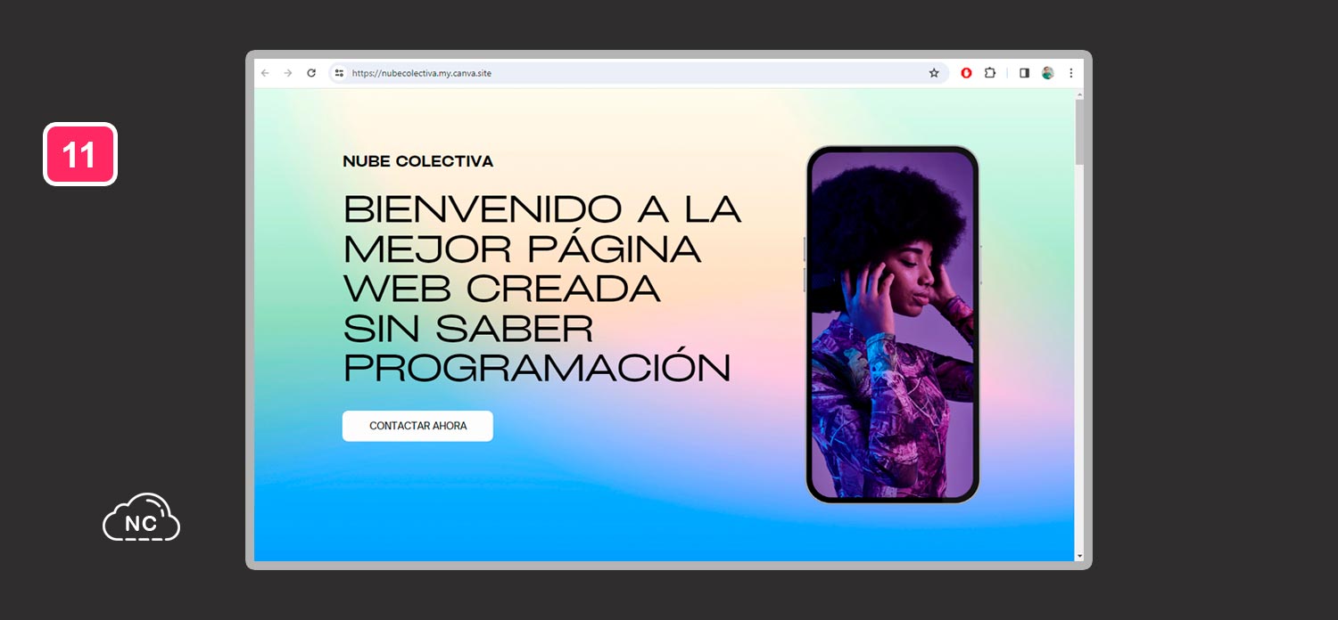 Si se abre la web en un dispositivo móvil, el diseño se adaptará al tamaño de su pantalla Página web creada y publicada sin saber programar