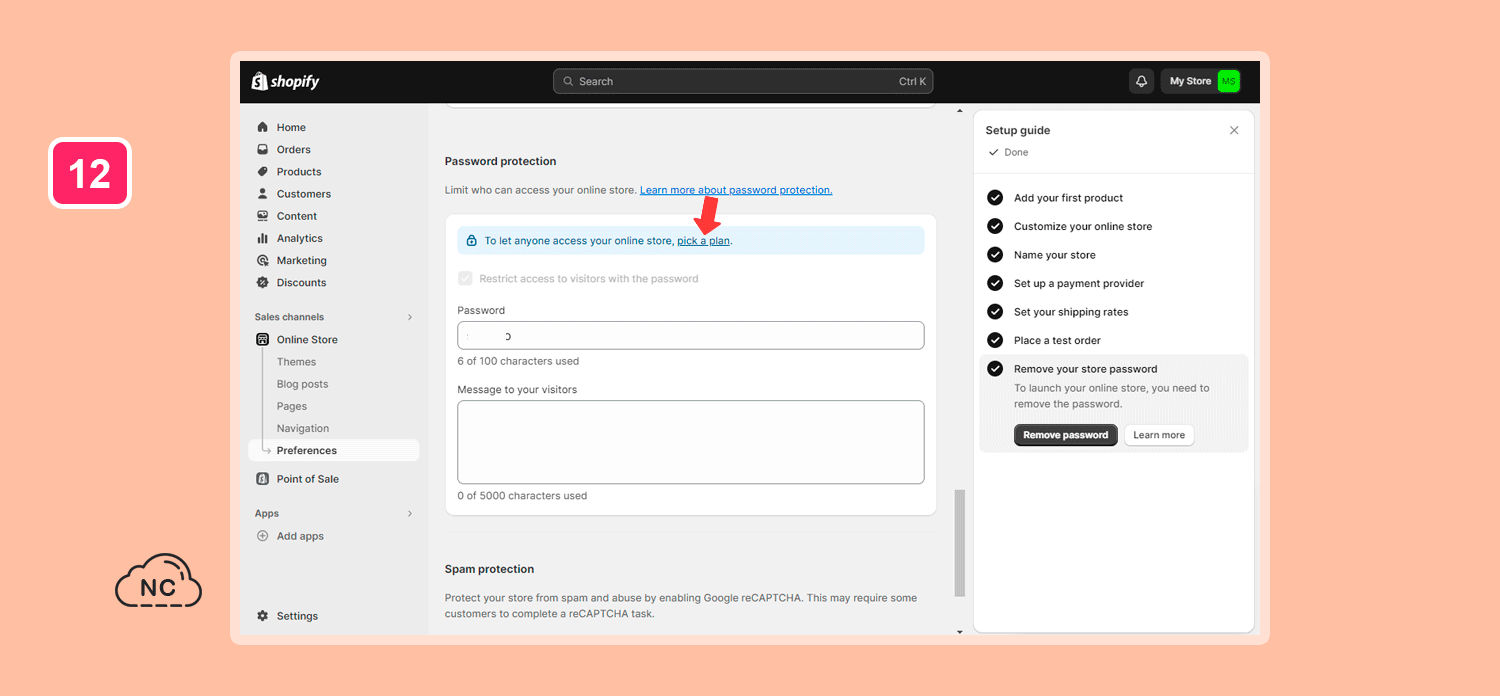 Tu al ser el usuario administrador de la tienda, puedes verla sin necesidad de usar el password Quitar protección con password a la tienda