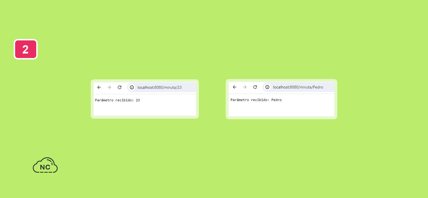Hemos pasado un parámetro de tipo número y otro de tipo texto 2 tipos de parámetros obtenidos desde la URL con Gin Framework