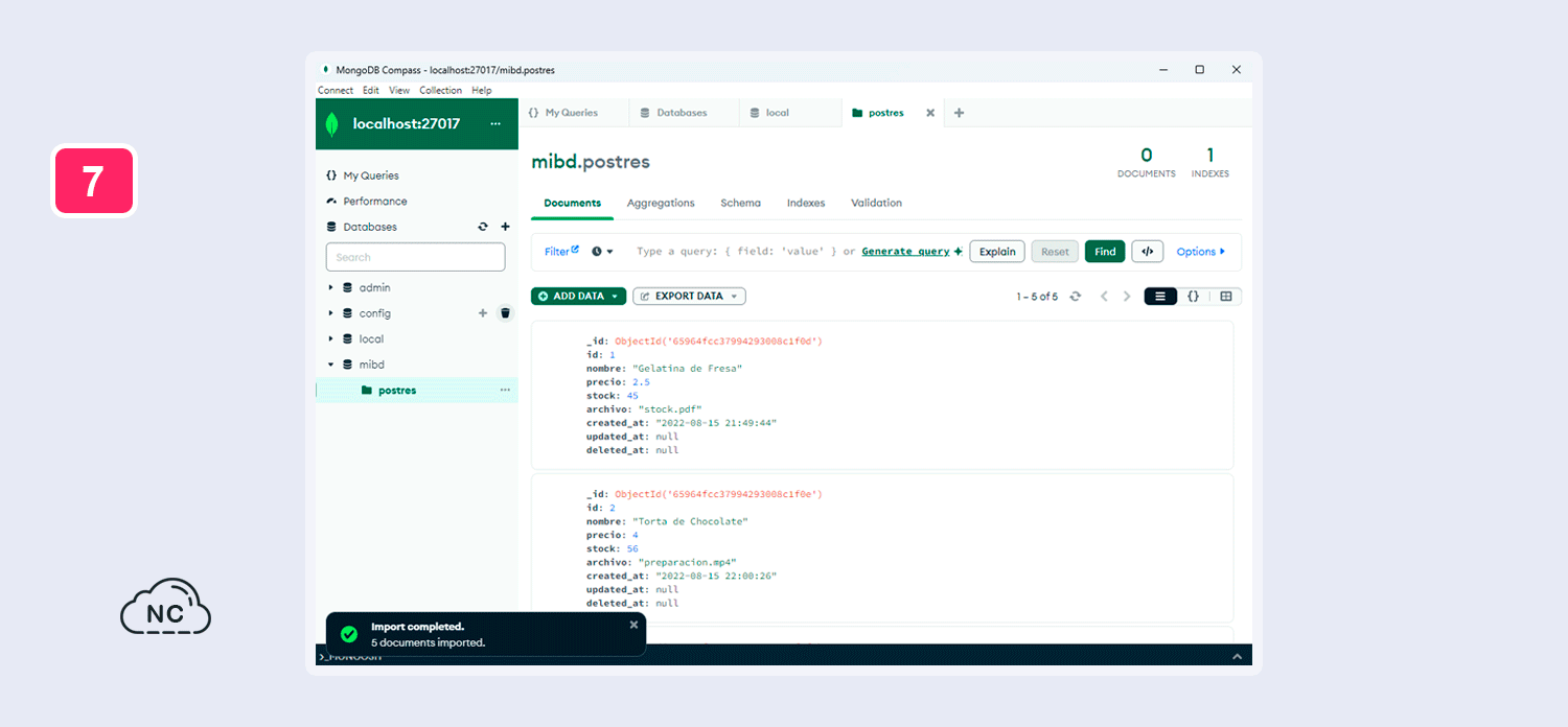 Hemos seguido las buenas prácticas recomendadas por phpMyAdmin y MongoDB Compass Datos importados correctamente desde phpMyAdmin a MongoDB Compass