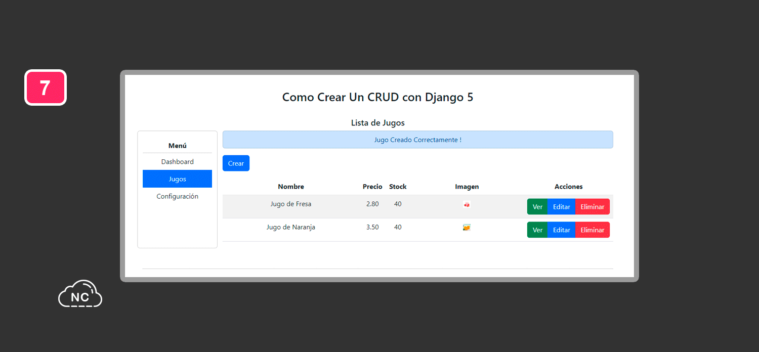 Puedes personalizar el mensaje Mensaje del sistema CRUD luego de crear un registro correctamente