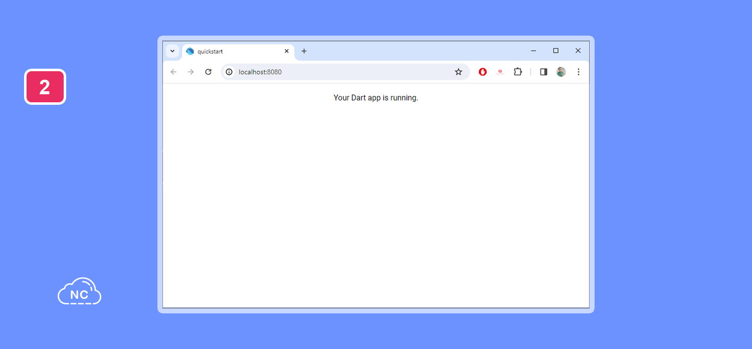 La web usa el puerto 8080 Página web creada correctamente con Dart