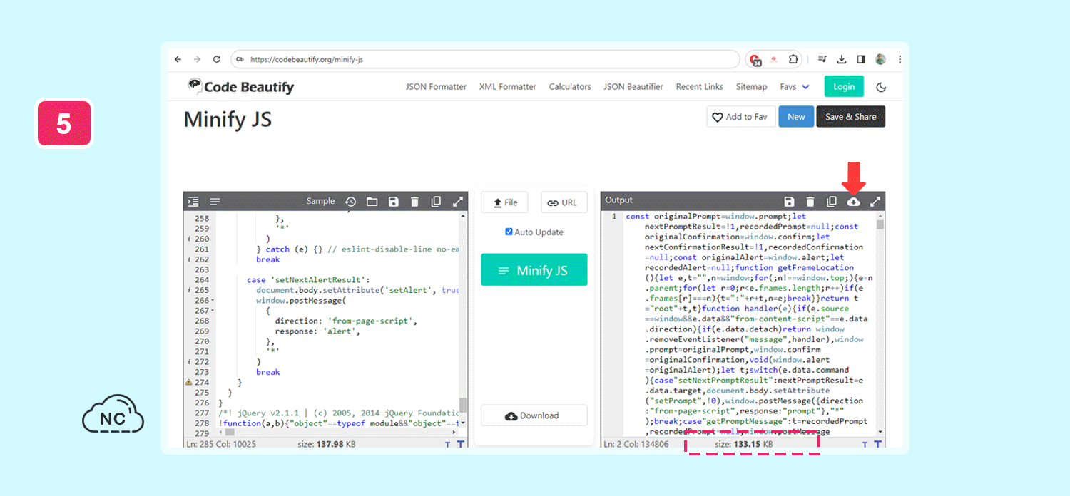Para este ejemplo estoy usando el código de 4 archivos JavaScript Combinando varios archivos JavaScript en uno solo