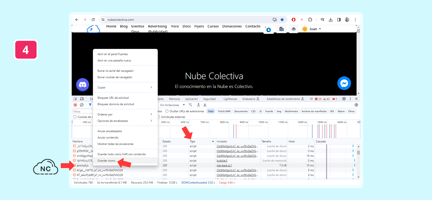 Puedes ver otra información en este panel Descargando los archivos JavaScript para poder combinarlos