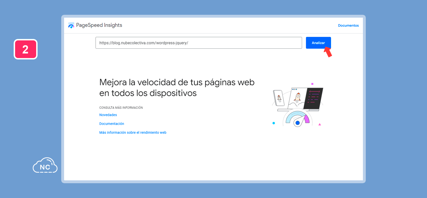 Puedes probar las páginas que desees con esta herramienta Herramienta para mejorar la velocidad de una página web