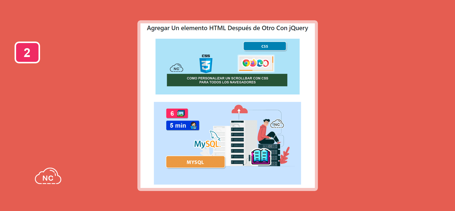 Asimismo puedes agregarle los atributos que desees a tu elemento HTML Elemento HTML agregado después de otro con jQuery