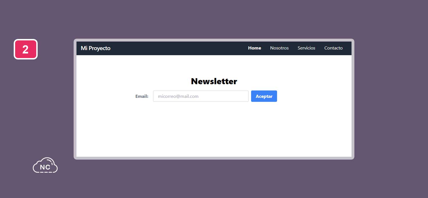 Puedes crear otros elementos con el framework Tailwind CSS Formulario de Newsletter creado con Tailwind CSS