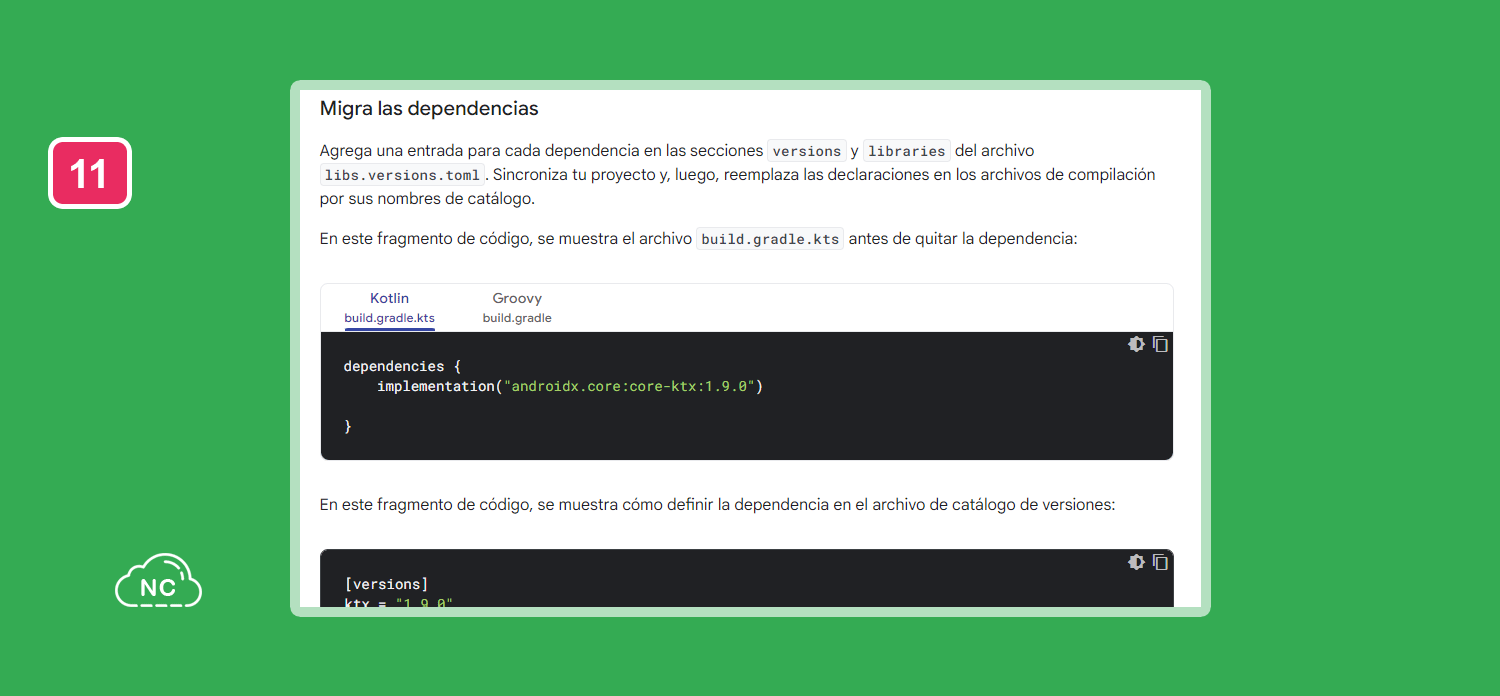 Gradle es una herramienta que permite instalar dependencias en Android Studio Guía para migrar una compilación a catálogos de versiones de Gradle