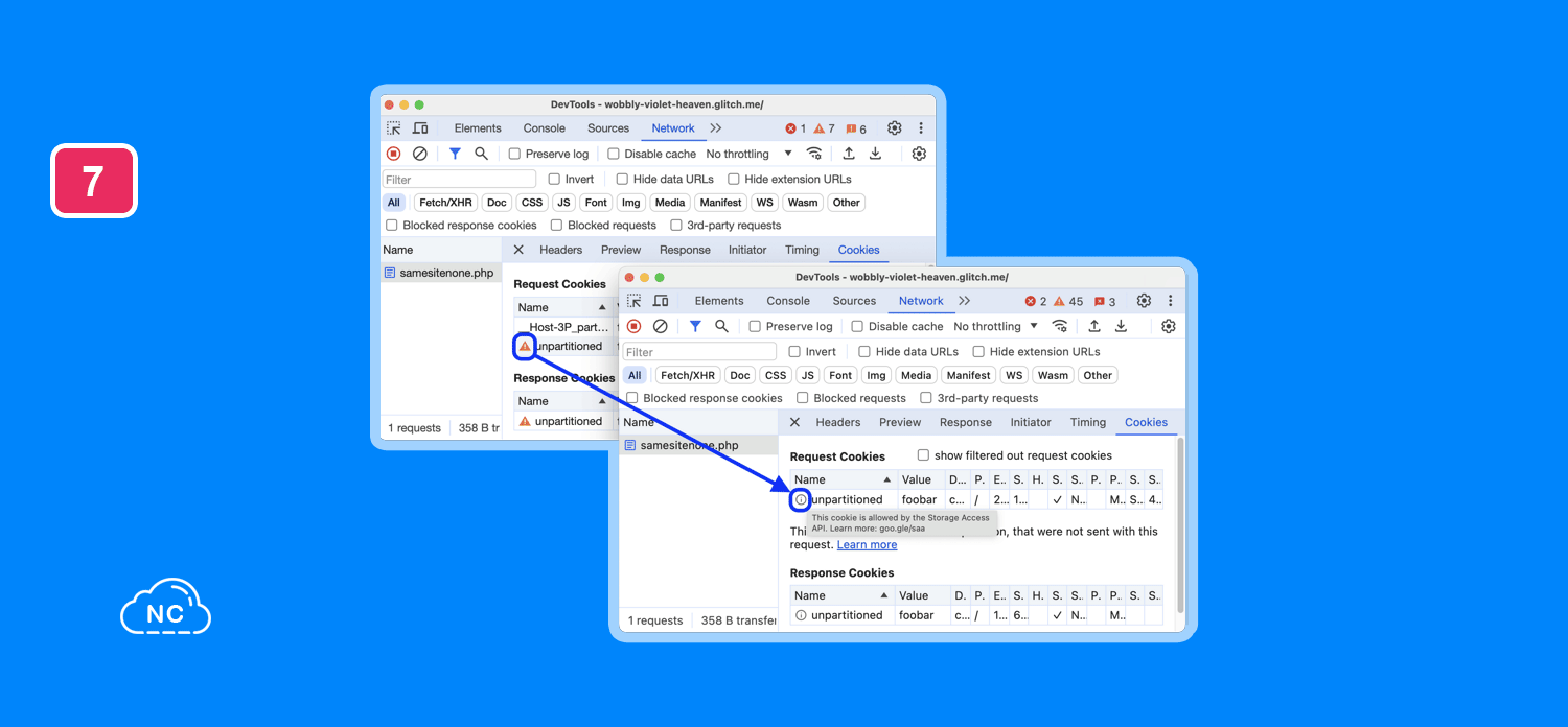 Las cookies son importantes en las páginas web, permiten hacer tareas importantes Información sobre herramientas con motivos de exención para cookies de terceros en Network > Cookies