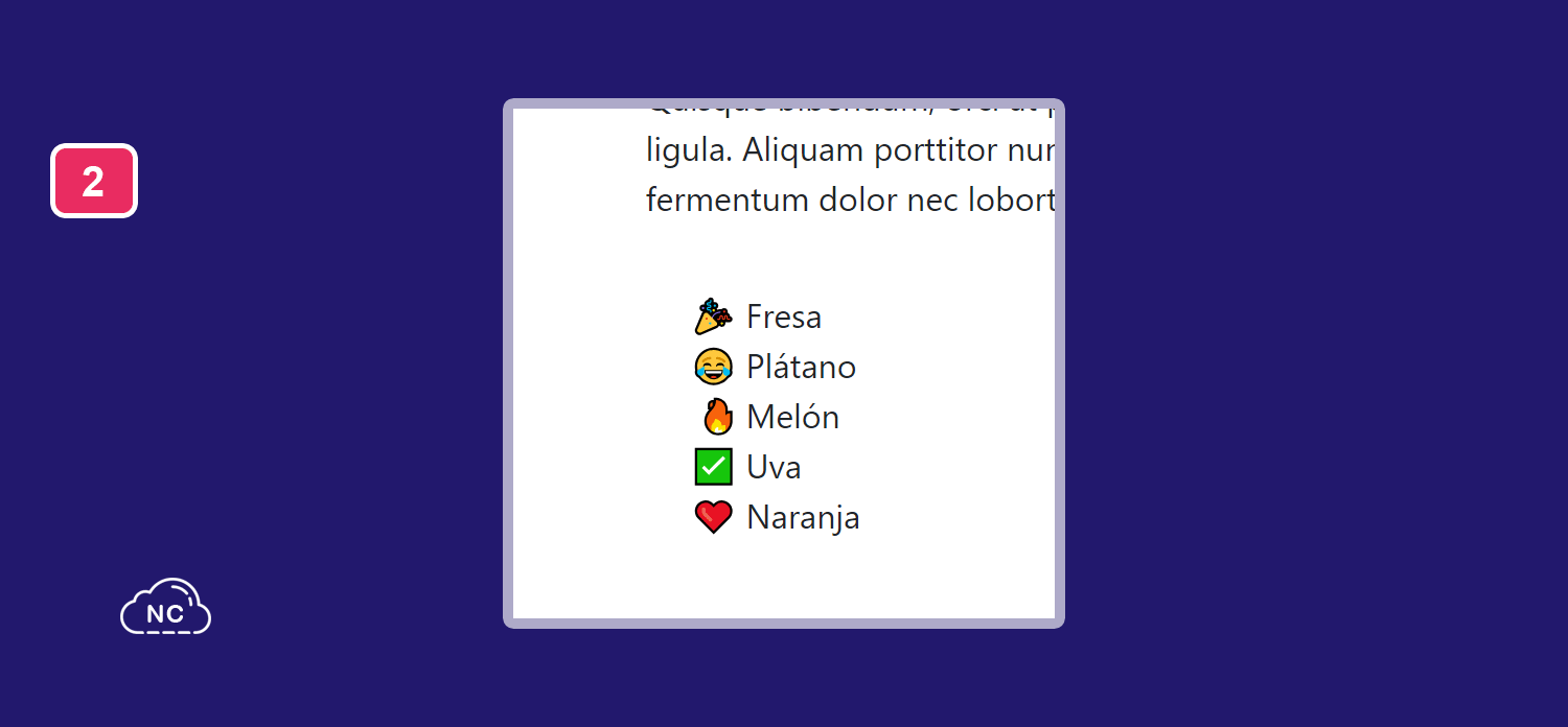 CSS es un lenguaje de diseño web muy potente Lista HTML usando emojis