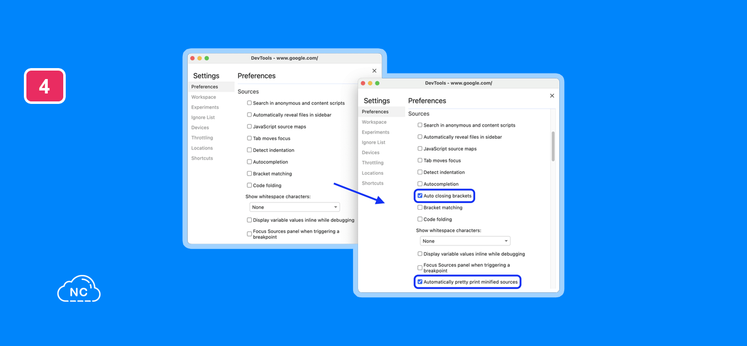Los corchetes los podemos encontrar por ejemplo en los arrays de JavaScript 2 nuevas opciones en la configuración del panel Sources