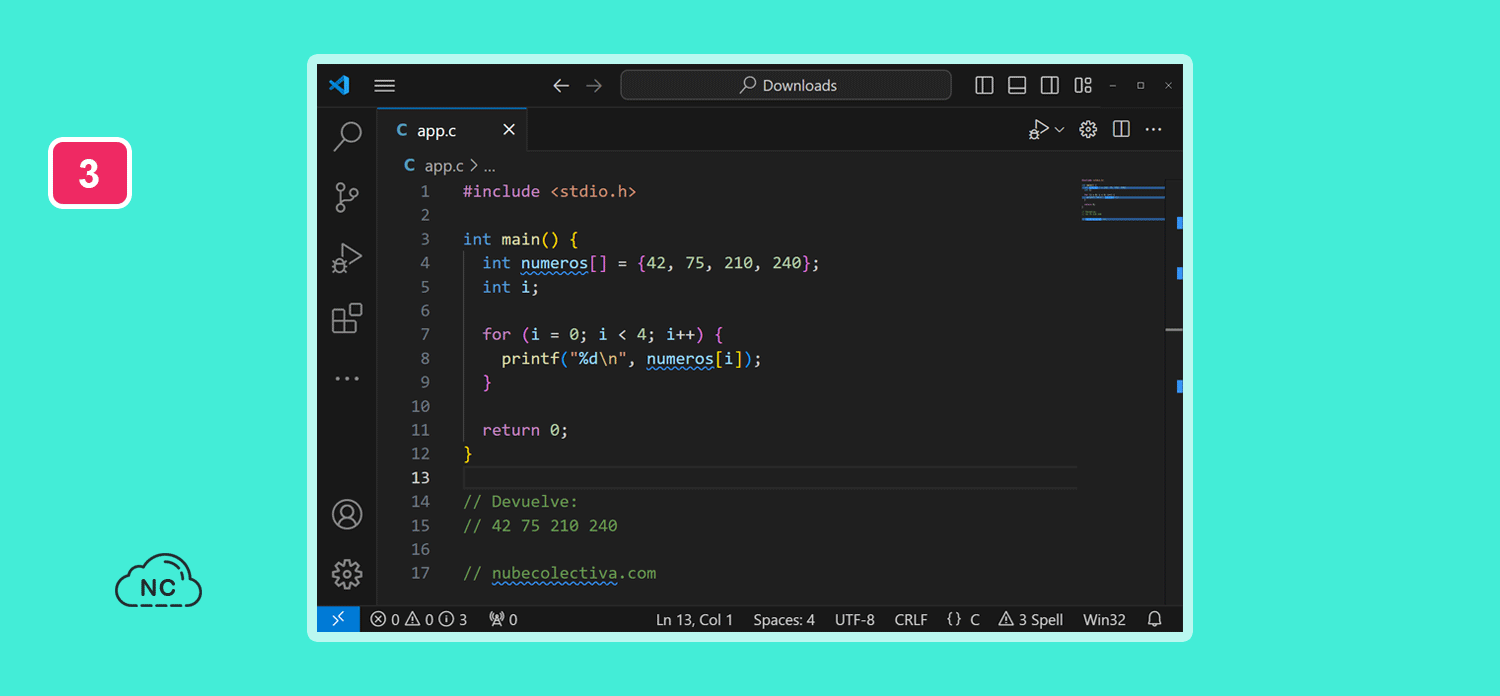Es el sucesor del lenguaje de programación B Código del lenguaje de programación C