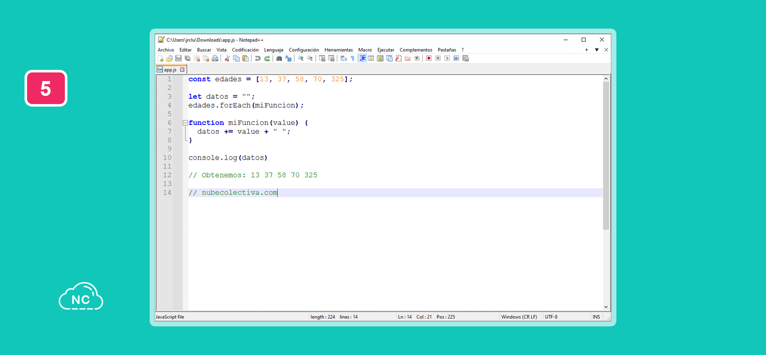 Notepad ++ cuenta con varios temas integrados y estilos personalizados Editor de codigo Notepad ++ para JavaScript