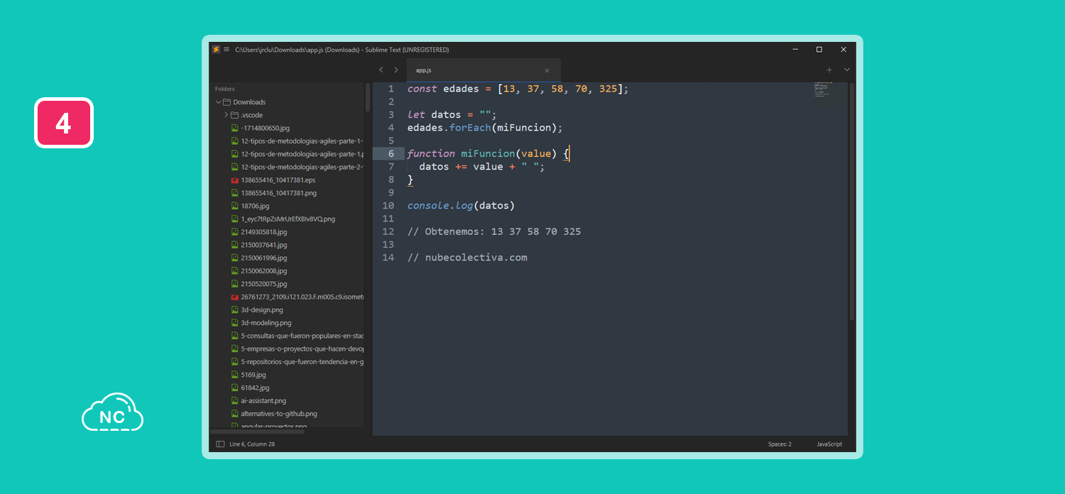 Abre rápido y siempre listo para escribir código Editor de código Sublime Text para JavaScript