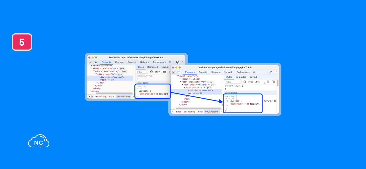 Agrupar reglas CSS te permiten realizar tareas de forma más rápida en las propiedades CSS Panel Estilos del panel Elements en DevTools