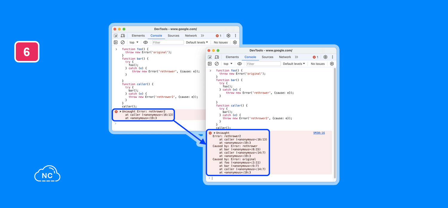 Esta optimizado para JavaScript, pero en el futuro puede que se mejore para otros lenguajes de programación Prefijo Caused by en la Console