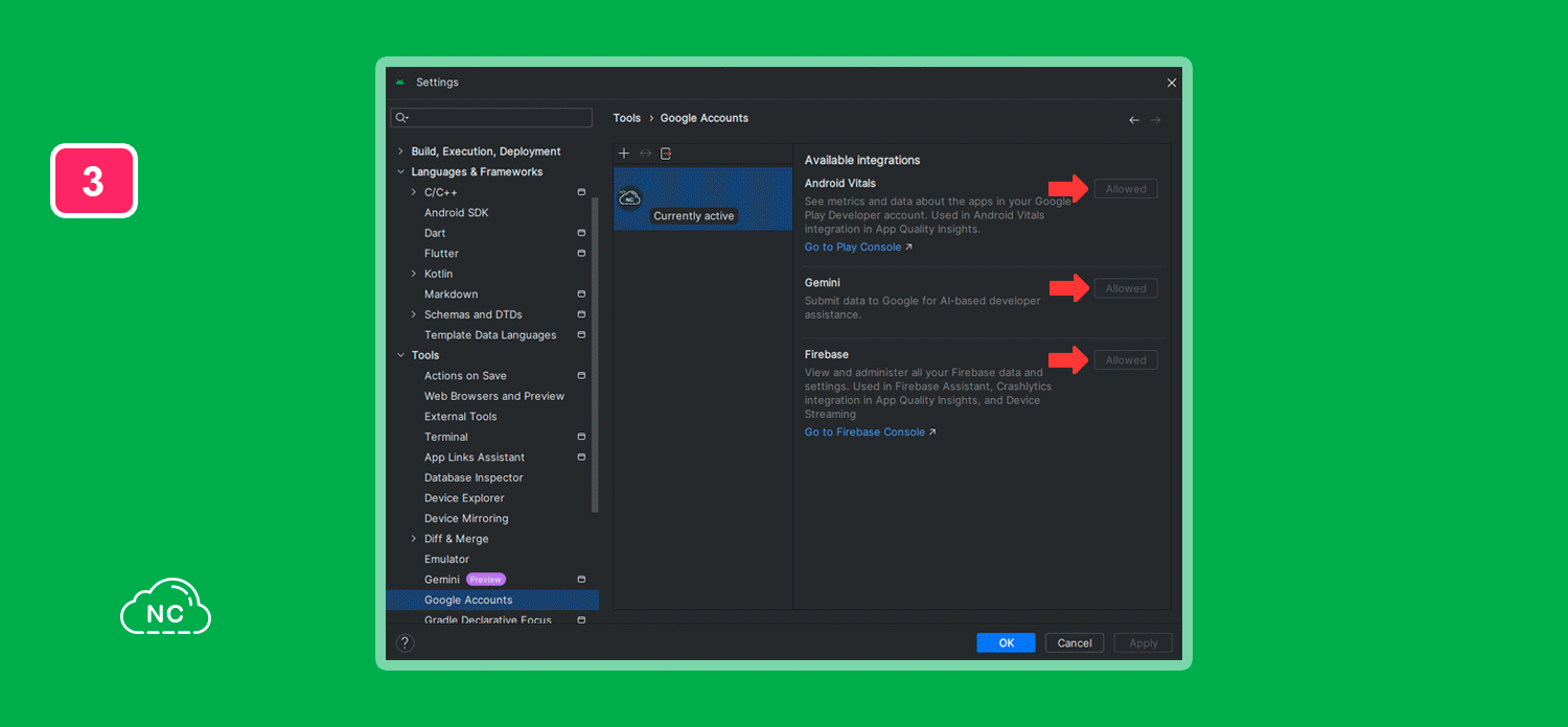 Puedes agregar varias cuentas de Google Gestor de cuentas y herramientas en Android Studio