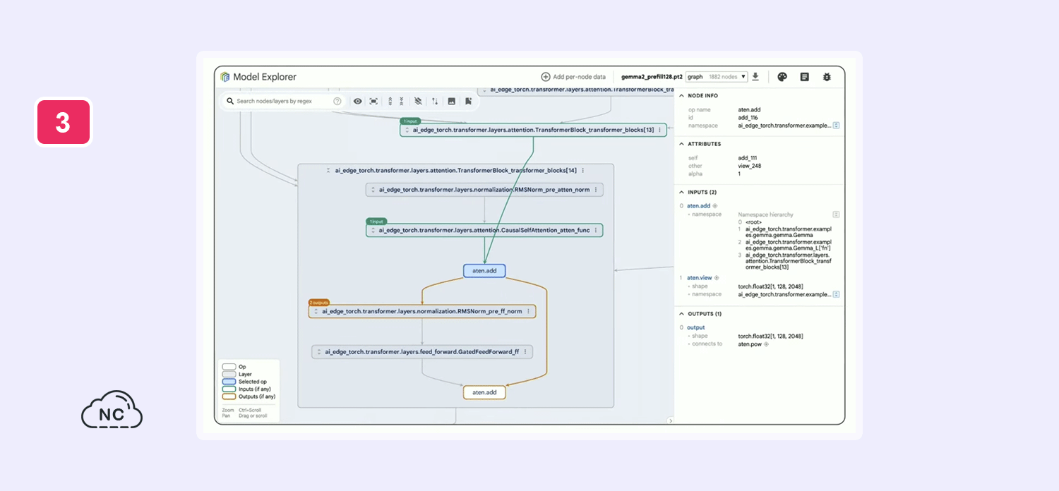 Model Explorer ha sido probado con gráficos que contienen hasta 50,000 nodos Herramienta Model Explorer