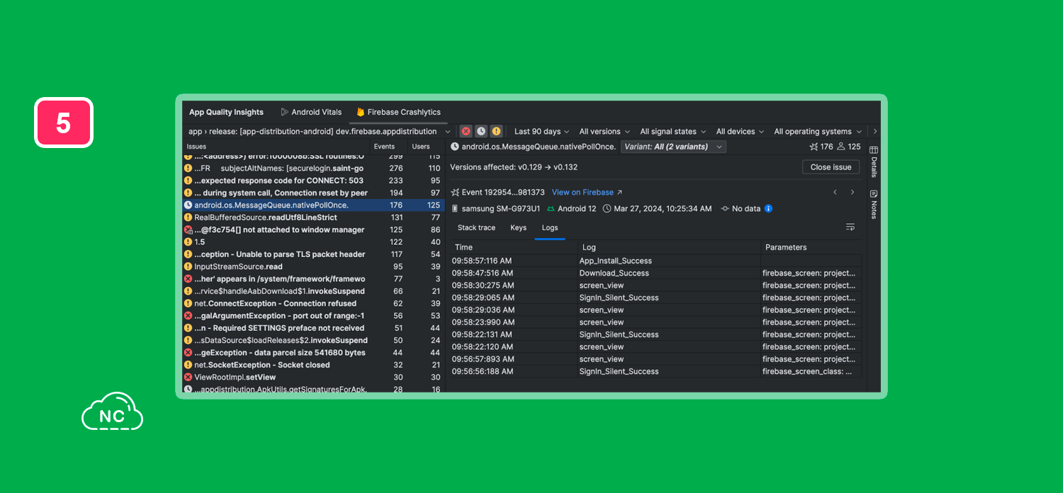 Ahora puedes revelar patrones para realizar una depuración más rápida Panel App Quality Insights de Android Atudio