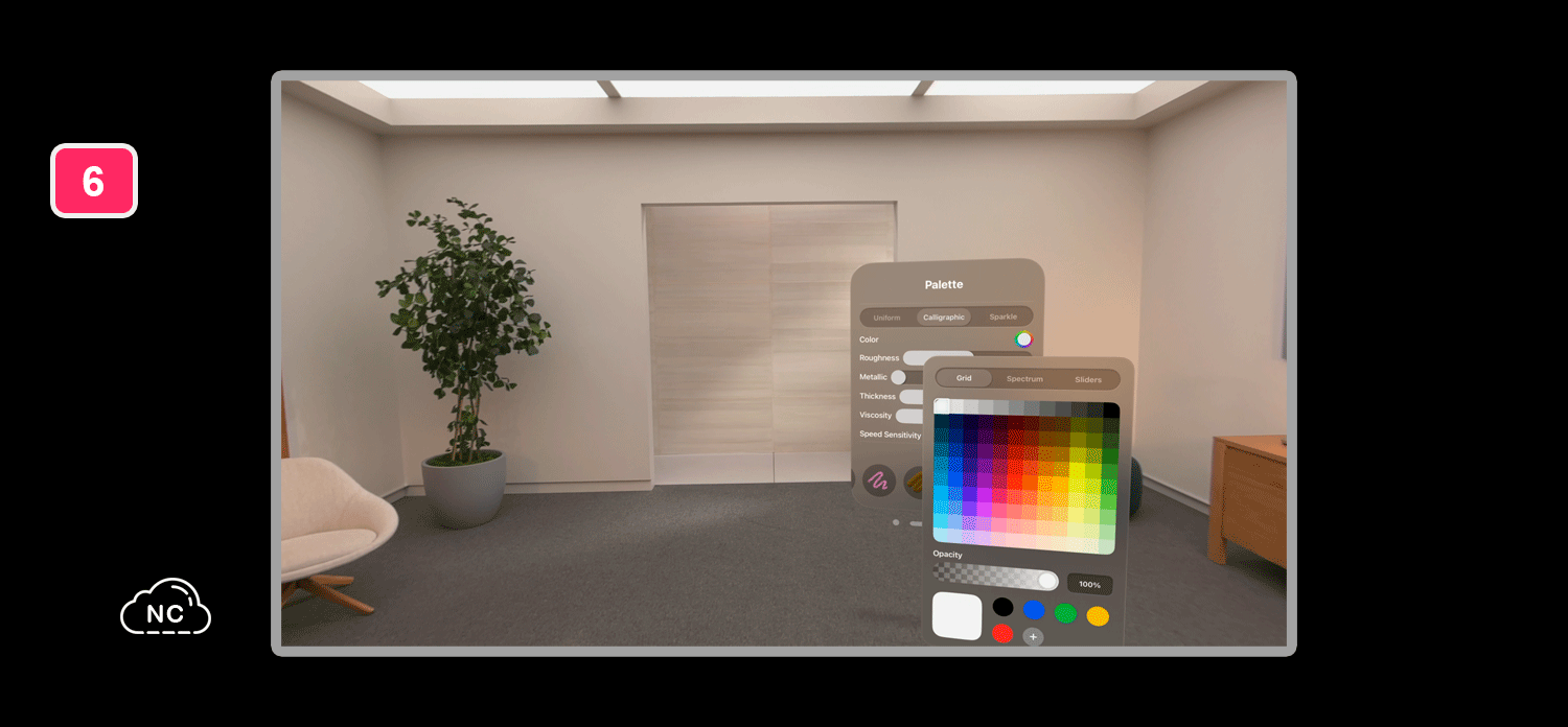 Podrás crear pantallas de bienvenida para tus aplicaciones de dibujo espacial Aplicación de dibujo espacial en Apple Vision Pro